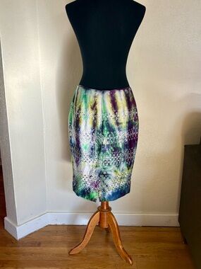 Charter Club Tie-Dye Eyelet Pencil Skirt - Purple & Green